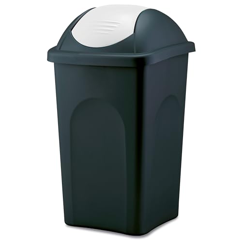Mülleimer mit Schwingdeckel - schwarz weiss 60 Liter - Mülltrennung - Abfalleimer Deckel - Abfallbehälter Papiertonne Papierkorb Müllkorb Abfallkorb Recycling Abfallsammler Schwingeimer Haushalt Büro Mülleimer mit Schwingdeckel - schwarz weiss 60 Liter - Mülltrennung - Abfalleimer Deckel - Abfallbehälter Papiertonne Papierkorb Müllkorb Abfallkorb Recycling Abfallsammler Schwingeimer Haushalt Büro von Hummelladen
