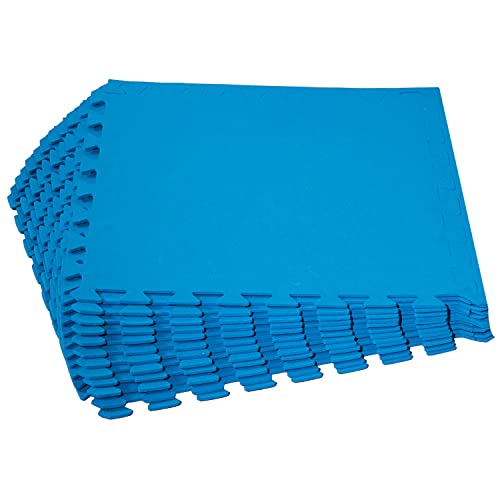 Poolunterlegmatte blau 50x50x0,5 cm 12 teilig - 2,9 m² - mit Rand Eva - ohne Struktur - Stecksystem Puzzelmatte | Fitness Sportmatte Trainingsmatte von Hummelladen
