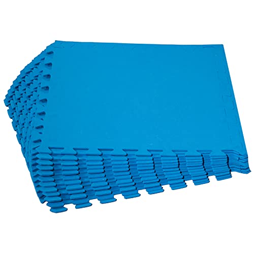 Poolunterlegmatte blau 50x50x0,5 cm - 24 Stück - 5,8 m² - mit Rand Eva - ohne Struktur - Stecksystem Puzzelmatte | Fitness Sportmatte Trainingsmatte von Hummelladen