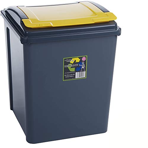 Recyclingtonne, Deckel abnehmbar, 40x40 cm, 50 L, graphit-gelb: Mülleimer 50 Liter, Abfalleimer, Deckel Eimer, Papierkorb, Abfallsammler, Abfalltonne, gelbe Tonne, Rycycling, Qualität ohne Kompromisse von Hummelladen