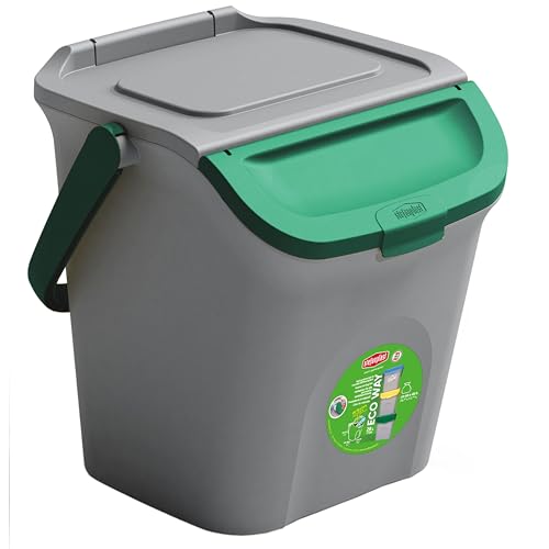 Stapelbarer Müllsortierer 28 Liter Grau mit Grünem Faltdeckel 39x37x41 cm Mülleimer Mülltonne Mülltrennsystem Recyclingtonne verschließbarer Deckel Stapelbarer Müllsortierer 28 Liter Grau mit Grünem Faltdeckel 39x37x41 cm Mülleimer Mülltonne Mülltrennsystem Recyclingtonne verschließbarer Deckel von Hummelladen