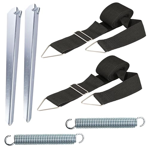 Sturmband Set Spanngurte 2x3,5 m mit Spannfeder Heringe Sturmset Sturmsicherung Vorzelt Zelt Zubehör Camping Tie Down Erdanker Sturmverspannung von Hummelladen