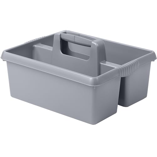 Tragbarer Organizer für Putzmittel 38x32x15 cm Grau Werkzeugträger Gartengerätekorb Schuhputzkasten - Putzkasten für Pferd Reinigungsmittel Putz Caddy Flaschenträger Putzbox Putzcaddy eckig leer von Hummelladen