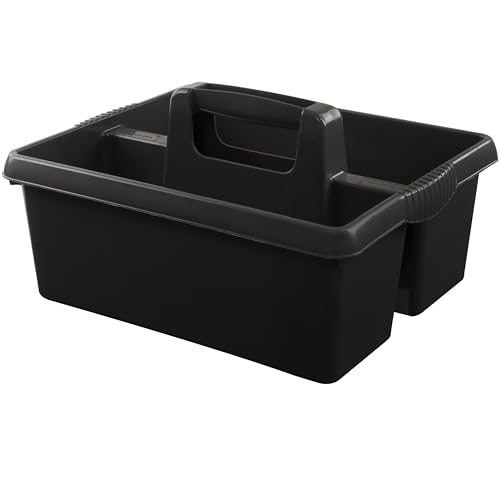 Tragbarer Organizer für Putzmittel 38x32x15 cm Schwarz Werkzeugträger Gartengerätekorb Schuhputzkasten - Putzkasten für Pferd Reinigungsmittel Putz Caddy Flaschenträger Putzbox Putzcaddy eckig leer von Hummelladen