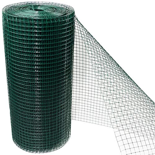 Vierkant Drahtgitter 25m - 50cm hoch - Maschenweite 12,7mm - Materialstärke mit Beschichtung 0,9 mm - Kaninchendraht Hasendraht Volierendraht Kleintier Tiergehege Grün - Gitterzaun Zaun Schweißgitter von Hummelladen