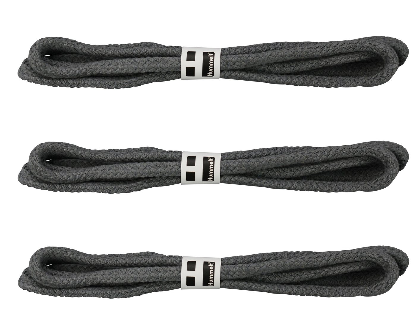 Hummelt® Baumwollseil Seil (8mm Hohlgeflecht (ohne Kern), an jedem Ende mit Kreppband verschlossen), versch. Längen 3x7,5m, versch. Farben beige (Natur), schwarz, rot, grau, weiß von Hummelt®