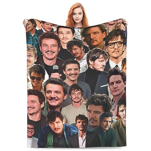 Pedro Pascal Fotocollage, weiche und bequeme warme Fleecedecke für Sofa, Büro, Bett, Auto, Camping, Couch, gemütliche Plüsch-Überwurfdecke, Stranddecke (101,6 x 127 cm) von Humpceat