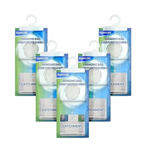 HUMSURE 5 Pack x 250g (1.25KG) Kleiderschrank Feuchtigkeitsabsorber, Hänge schrankentfeuchter, Entfeuchter Beutel Set, Feuchtigkeits Entfeuchter Moisture Absorber von Humsure