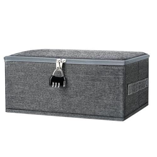 Humtudeit Abschließbare Box, Abschließbare Kiste, Aufbewahrungsbox mit Deckel Stoff, Verschließbare Boxs, Süßigkeiten Tresor, Box mit Schloss für Kleidung, Spielzeug (30x20x14cm(11.81*7.87*5.51in)) von Humtudeit