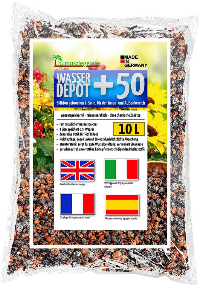 Humusziegel Blumenerde TonGranulat - 10 Liter, TonGranulat als Wasserspeicher, Unkrautbekämpfung und Drainage - 10 L von Humusziegel