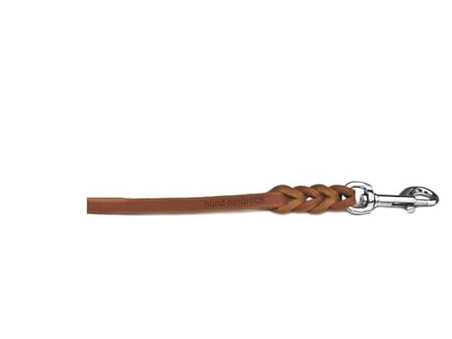 Fettleder Kurzführer geflochten 40cm x 8mm Cognac Chrom von Hund natürlich