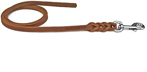 Fettlederleine 1m / 1,35m / 2,20m / 3m Chrom oder Messing ohne Handschlaufe (1,35m x 15mm Cognac Chrom Haken) von Hund natürlich