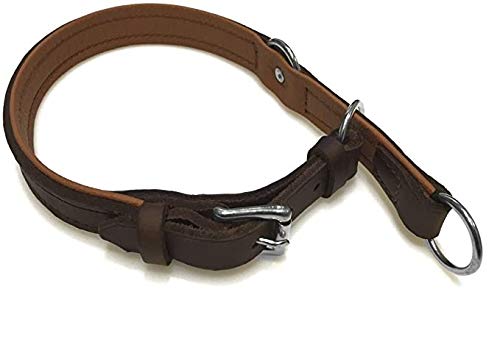 Zugstopp Lederhalsband für Hunde Schlupfhalsband braun, Chrom Gr. 40 von Hund natürlich