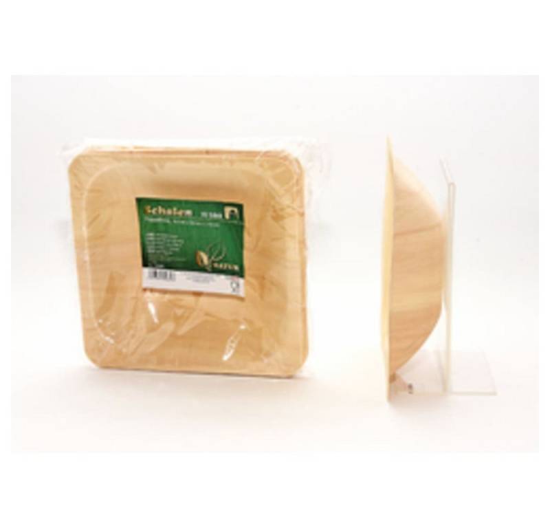 HundB Einwegteller 10 Schale aus Pappelholz, 16,5 x 16,5 x 4,5cm, mit Einleger-SoPr - von HundB