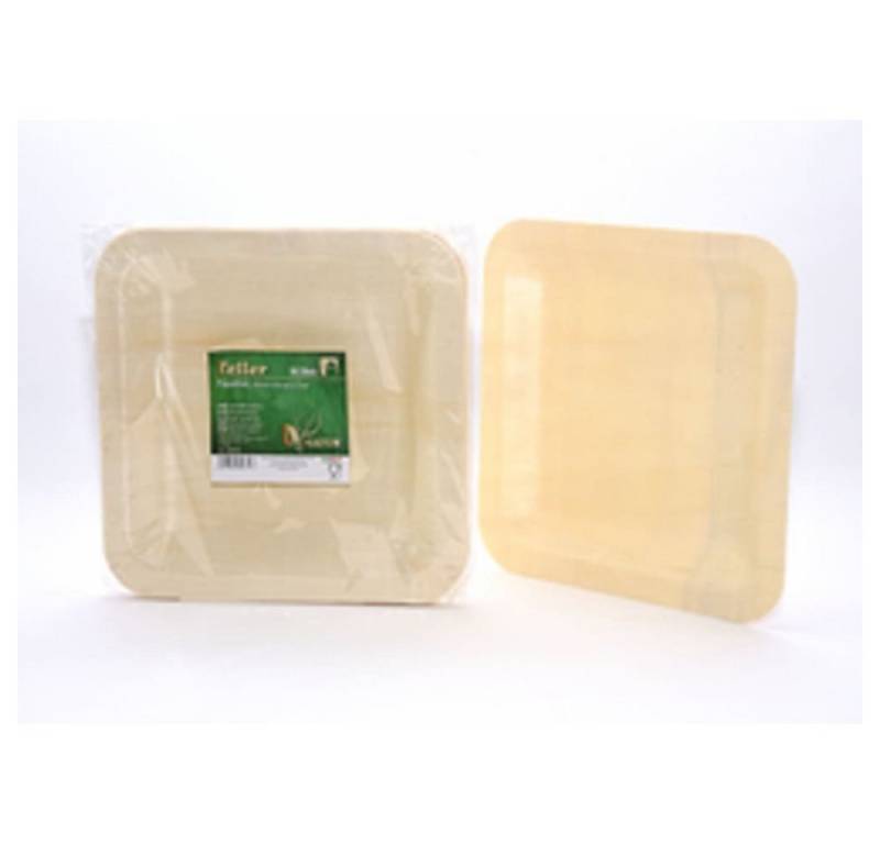 HundB Einwegteller 10 Teller aus Pappelholz, 21,5 x 21,5 x 2cm, mit Einleger -SoPr - von HundB