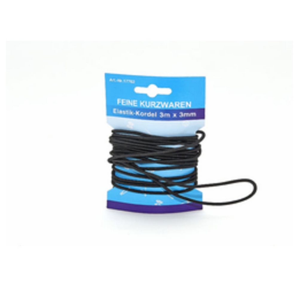 HundB Gummiband Smok-Hutgummi / Elastik-Kordel, 3 mm x 3 m, schwarz, Gummiband Elastikband Kordel Stretchband Hutgummi Schnur Seil von HundB