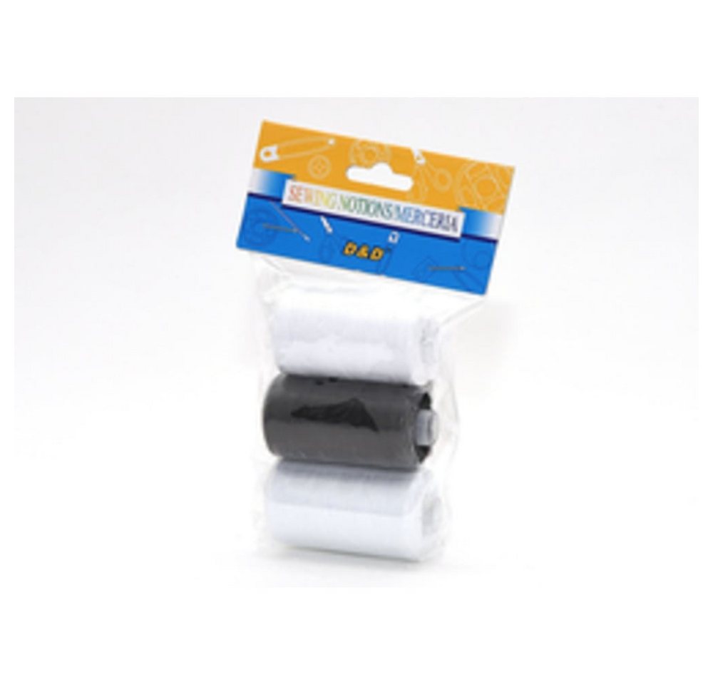 HundB Nähgarn 3 x 450 m Rollen, Polyester, 2 x weiß, 1 x schwarz Nähgarn, (Rollen, 3-St., Nähgarn), Faden Garn Nähfaden Spule Polyesterfaden Weiß Schwarz Rolle von HundB