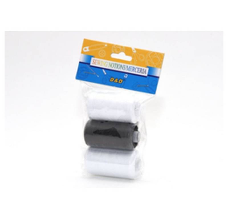 HundB Nähgarn 3 x 450 m Rollen, Polyester, 2 x weiß, 1 x schwarz Nähgarn, (Rollen, 3-St., Nähgarn), Faden Garn Nähfaden Spule Polyesterfaden Weiß Schwarz Rolle von HundB