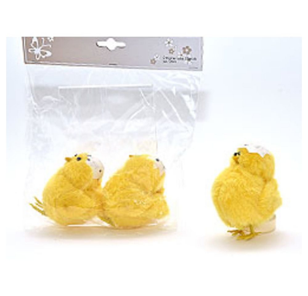 HundB Osterfigur Osterdeko, 2 Küken mit Ei aus Plüsch, ca.7,5 cm (Stück, 2 St., Küken mit Ei aus Plüsch), Osterschmuck Plüschküken Dekoration Frühlingsdeko Osterfiguren von HundB