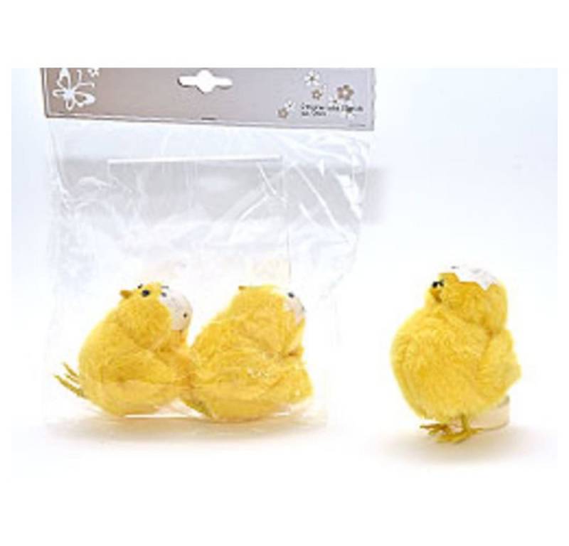 HundB Osterfigur Osterdeko, 2 Küken mit Ei aus Plüsch, ca.7,5 cm (Stück, 2 St., Küken mit Ei aus Plüsch), Osterschmuck Plüschküken Dekoration Frühlingsdeko Osterfiguren von HundB