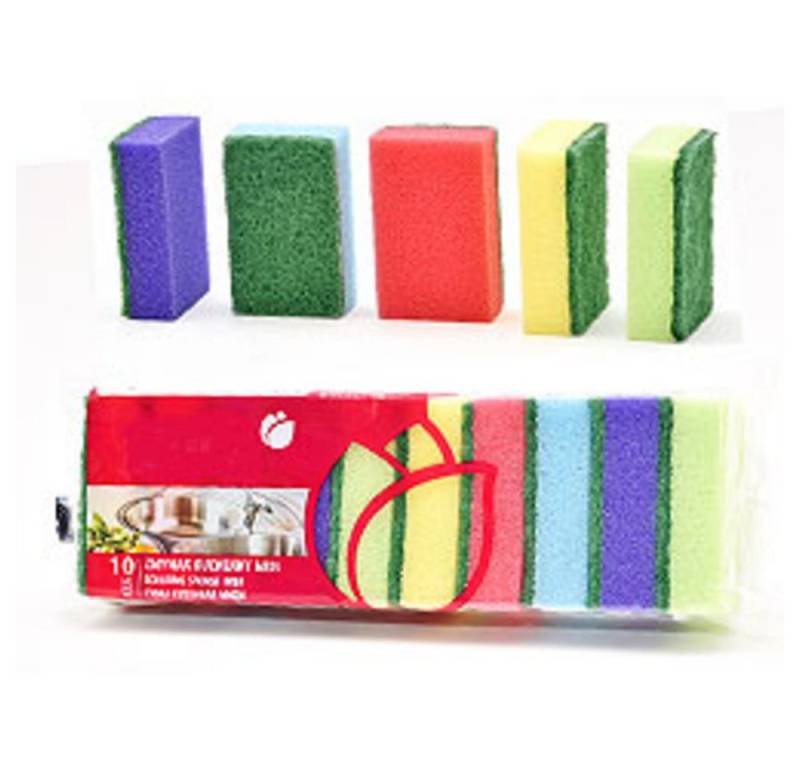 HundB Reinigungsschwamm Topfschwamm 10-er Set, bunt 80x50x25mm, Schwammset Reinigungsschwämme Spülschwämme Küchenhelfer Putzschwämme von HundB