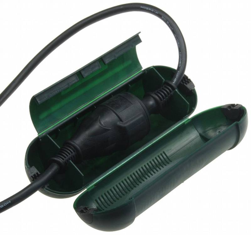 HundB Steckdosenblende Sicherheitsbox Schuko-Stecker grün, Sicherheits Box Regen Schneebox Schuko Kabel Stecker Schutz Kupplung R von HundB