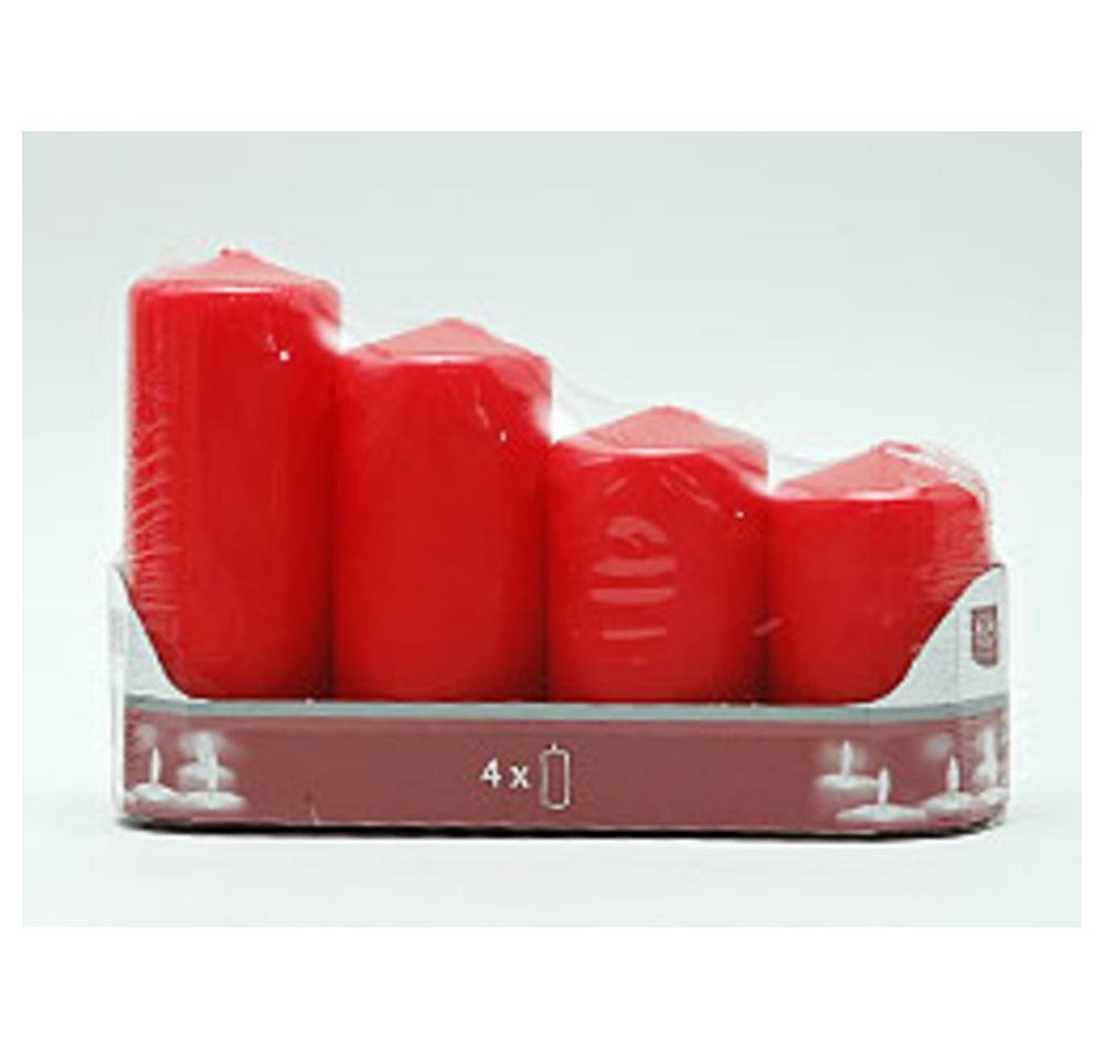 HundB Stumpenkerze 4er Stumpenkerzen, gestuft, 5cm x 6,8,10,12cm, Rot von HundB