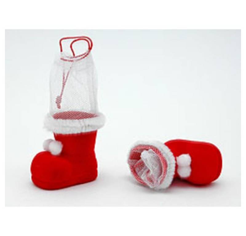 HundB Weihnachtsfigur Nikolausstiefel mit Netz, velours, 5 cm hoch (Stück, 1 St., Nikolausstiefel), Weihnachtsstiefel Geschenkstiefel Adventsstiefel Dekostiefel von HundB