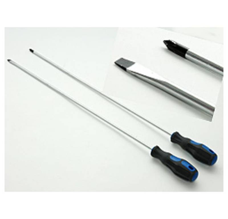 HundB Werkzeugset 2-er Schraubendreher-Set, ca. 45cm, Kreuz + Schlitz, extra lang, (Werkzeugset, 2-tlg., 2-teilig), Werkzeug Set Schraubenzieher Kreuzschlitz Schlitzschraubendreher lang von HundB