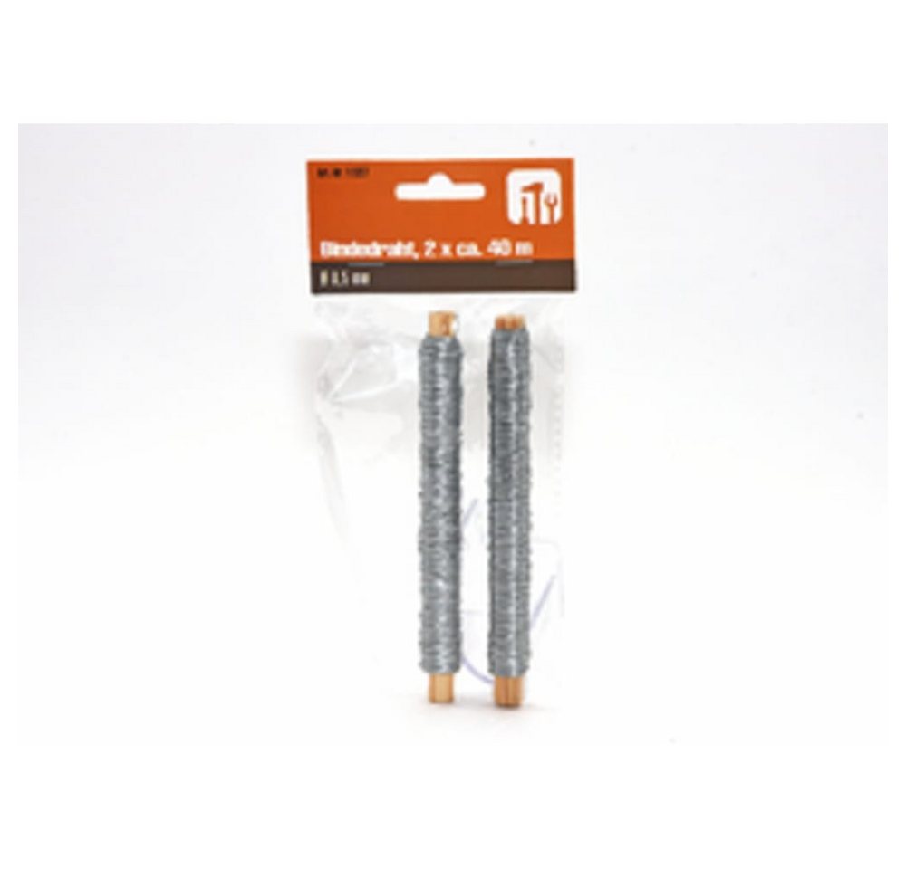 HundB Wickeldraht Bindedraht, 2 Stück je ca. 40 m, silber Ø 0,5 mm, (Mehrteiliges Set, 2St), Draht Wickeldraht Basteldraht Verzinkter Draht Silberdraht Blumendraht von HundB