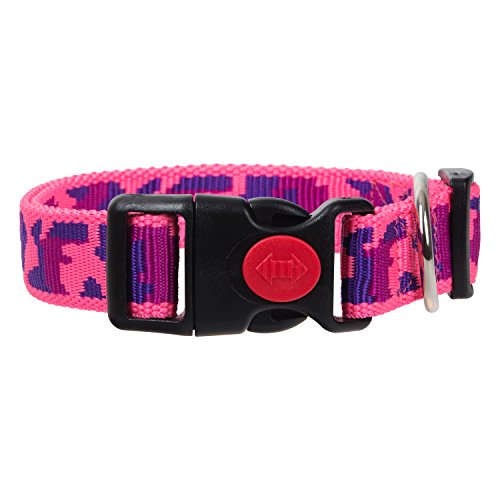 Hundehalsband Camouflage Neonrosa Nylonhalsband klick-Verschluss mit Sicherung 24-34 cm / 15mm von Hunde Design