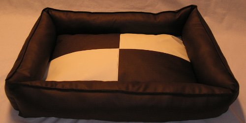 Hundebett Hundesofa Hundekissen Schlafplatz Kunstleder Basso 110 cm X 85 cm braun Creme von Hundebettenmanufaktur