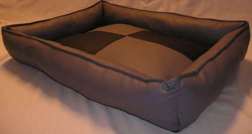 Hundebett Hundesofa Hundekissen Schlafplatz Kunstleder Basso 90 cm X 70 cm grau schwarz von Hundebettenmanufaktur