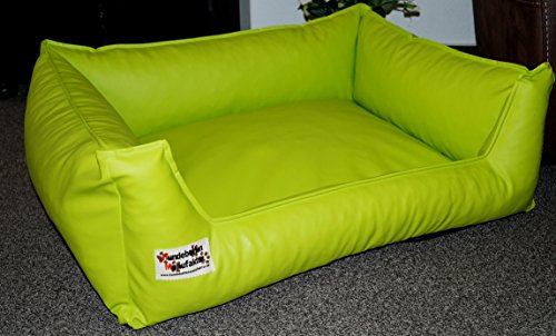 Hundebett Hundesofa Schlafplatz Kunstleder Acceso Farbe und Größe wählbar von XS bis XXL (50 cm X 40 cm, Limone) von Hundebettenmanufaktur