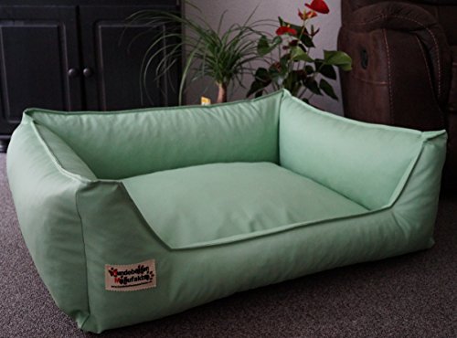 Hundebett Hundesofa Schlafplatz Kunstleder Acceso Farbe und Größe wählbar von XS bis XXL (50 cm X 40 cm, mintgrün) von Hundebettenmanufaktur