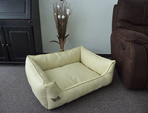 Hundebett Hundesofa Schlafplatz Kunstleder Similpelle 105 cm X 80 cm Creme von Hundebettenmanufaktur