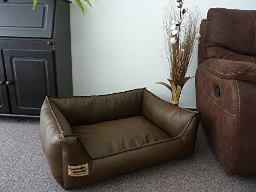 Hundebett Hundesofa Schlafplatz Kunstleder Similpelle 70 cm X 50 cm braun von Hundebettenmanufaktur