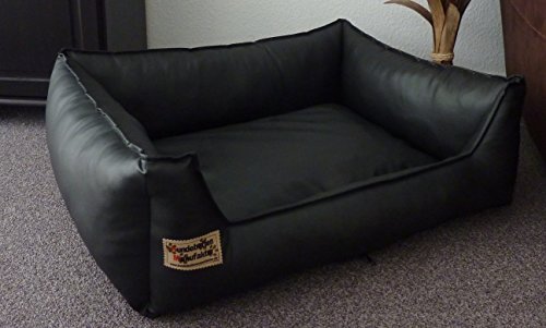 Hundebett Hundesofa Schlafplatz Kunstleder Similpelle Farbe und Größe wählbar von XS bis XXL (110 cm X 85 cm, schwarz) von Hundebettenmanufaktur