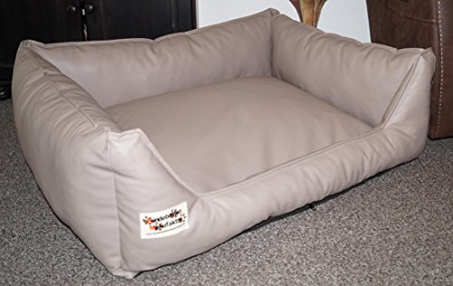 Hundebett Hundesofa Schlafplatz Kunstleder Similpelle Farbe und Größe wählbar von XS bis XXL (110 cm X 85 cm, Taupe) von Hundebettenmanufaktur