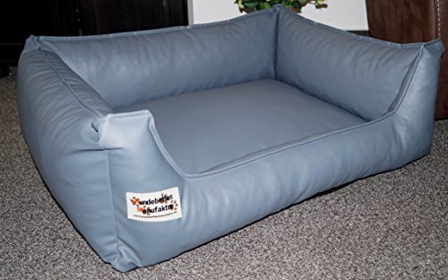 Hundebett Hundesofa Schlafplatz Kunstleder Similpelle Farbe und Größe wählbar von XS bis XXL (130 cm X 100 cm, grau) von Hundebettenmanufaktur