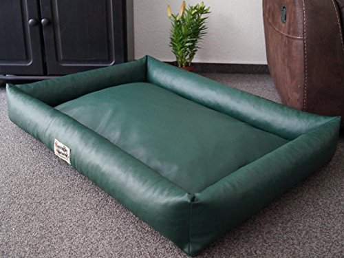 Hundebettenmanufaktur Hundebett Hundesofa Schlafplatz wendbar komplett aus Kunstleder PicoBello Farbe und Größe wählbar (80 cm X 60 cm, grün) von Hundebettenmanufaktur