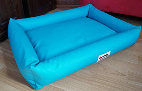 Hundebettenmanufaktur Hundebett Hundesofa Schlafplatz wendbar komplett aus Kunstleder PicoBello Farbe und Größe wählbar (100 cm X 70 cm, türkis) von Hundebettenmanufaktur