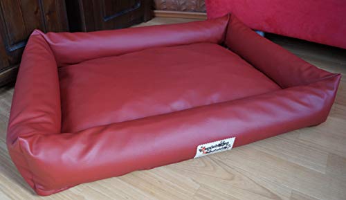 Hundebettenmanufaktur Hundebett Hundesofa Schlafplatz wendbar komplett aus Kunstleder PicoBello Farbe und Größe wählbar (110 cm X 80 cm, Ziegelrot) von Hundebettenmanufaktur
