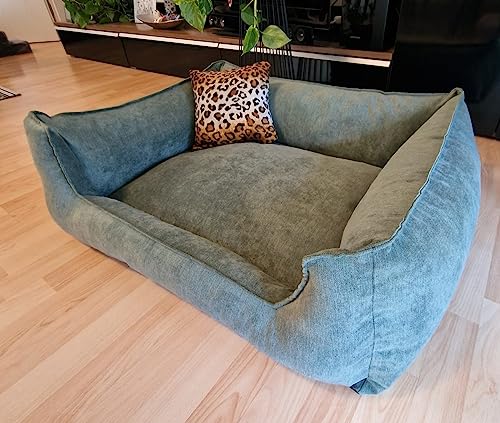 Hundebettenmanufaktur Hundebett Wildlederoptik Hundesofa Schlafplatz Velluto waschbar Farbe und Größe wählbar (120 cm X 100 cm, Alcantara grün) von Hundebettenmanufaktur