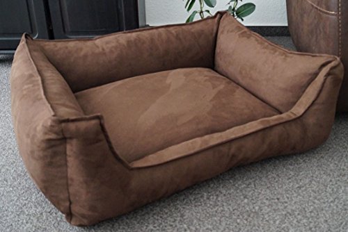 Hundebettenmanufaktur Hundebett Wildlederoptik Hundesofa Schlafplatz Velluto waschbar Farbe und Größe wählbar (70 cm X 50 cm, Alcantara braun) von Hundebettenmanufaktur