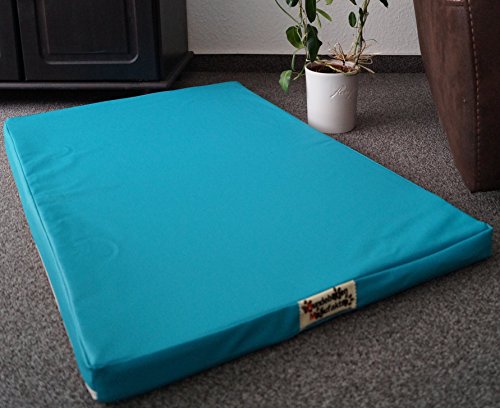 Hundebettenmanufaktur Orthopädische Hundematratze mit antiallergischer Kokosmatte Hundebett Kunstleder Größe und Farbe wählbar (120 cm X 90 cm, türkis) von Hundebettenmanufaktur