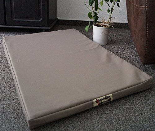 Hundebettenmanufaktur Orthopädische Hundematratze mit antiallergischer Kokosmatte Hundebett Kunstleder Größe und Farbe wählbar (60 cm X 40 cm, Taupe) von Hundebettenmanufaktur