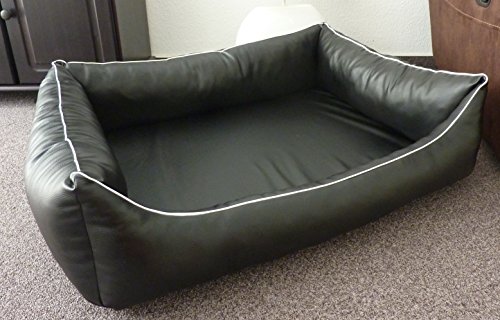 Hundebettenmanufaktur Orthopaedisches Hundesofa Hundebett Kunstleder Ortopedico 100 cm X 75 cm mit Viscoschaum Matratze (schwarz) von Hundebettenmanufaktur