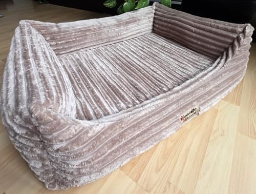 Orthopädisches Hundesofa Hundebett Cord Ortopedico mit 8 cm Viscoschaummatratze (beige, 70 cm X 50 cm) von Hundebettenmanufaktur
