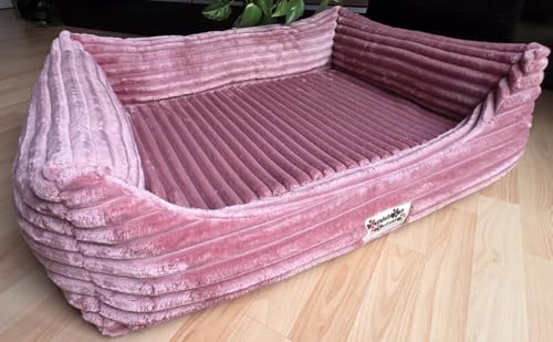 Orthopädisches Hundesofa Hundebett Cord Ortopedico mit 8 cm Viscoschaummatratze (rosa, 80 cm X 60 cm) von Hundebettenmanufaktur